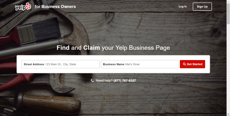 Screenshot of a page where you can claim your local business on Yelp