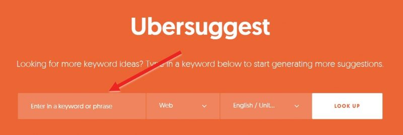 Screenshot of Ubersuggest search box