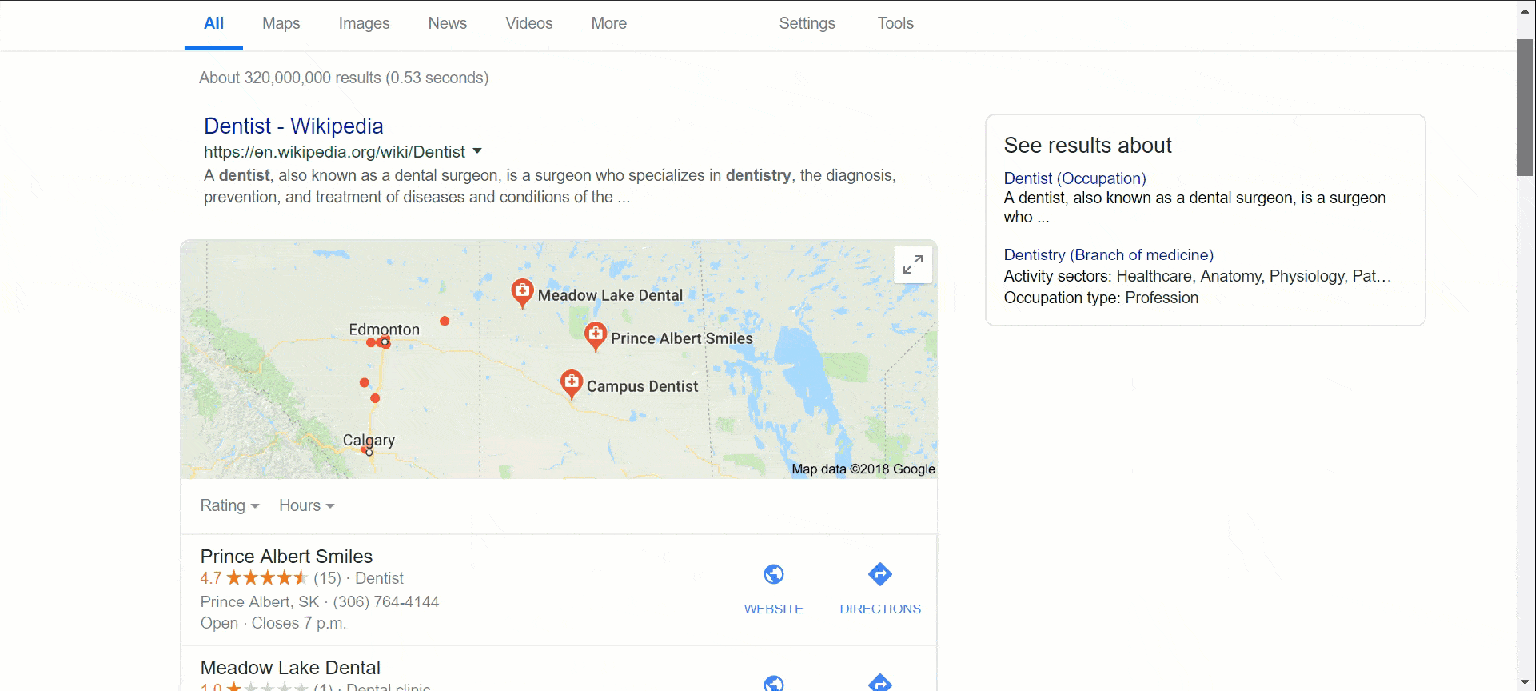 Google results page for a search term