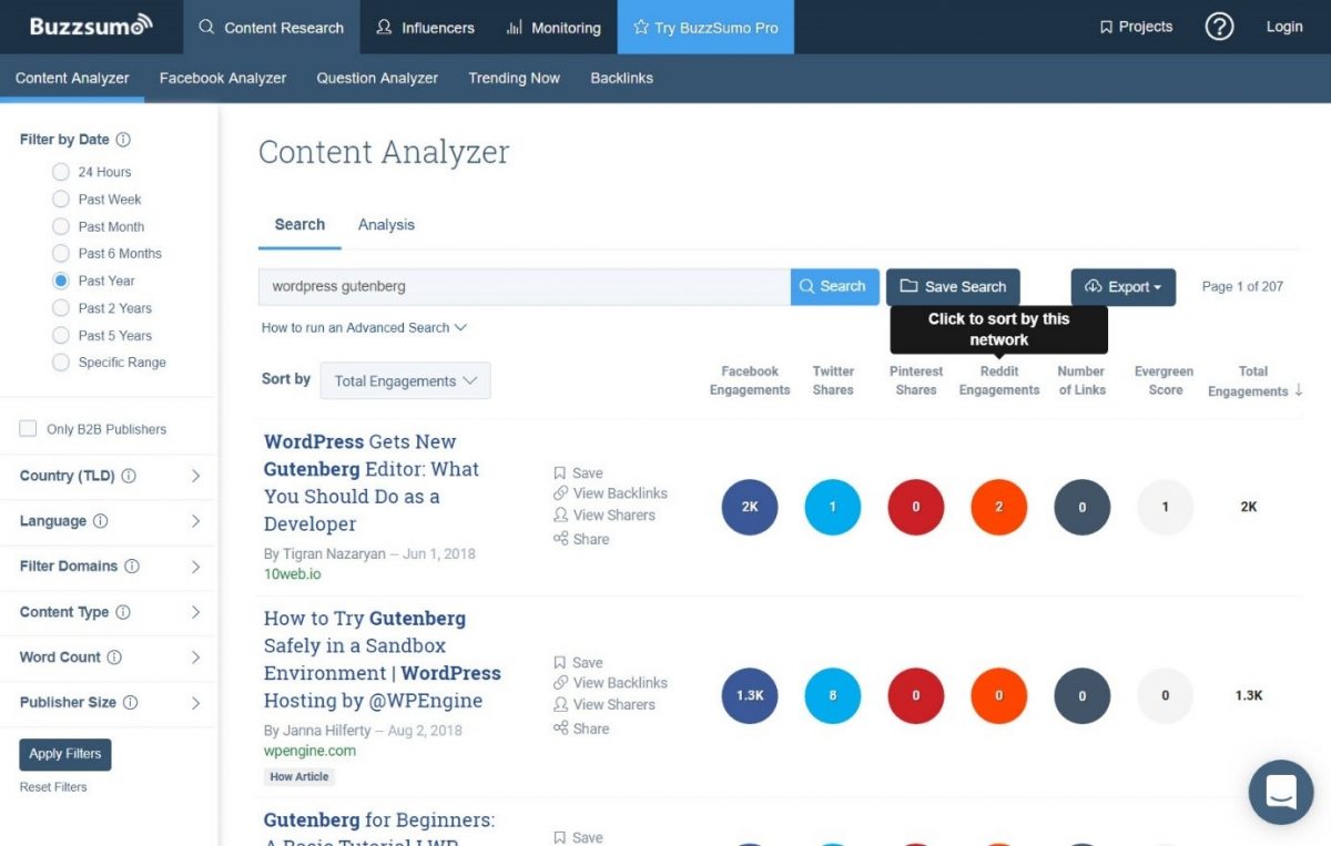 Using BuzzSumo to find competitors' content 