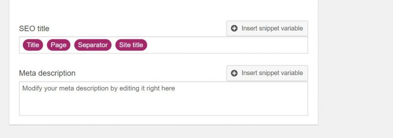 Screenshot of snippet settings where you can set your snippet defaults for each new post - Yoast plugin