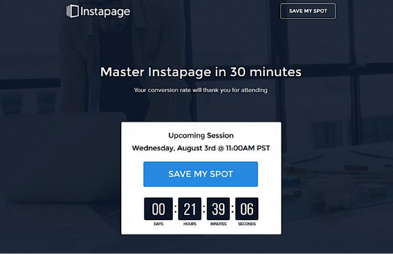 Countdown timer on a squeeze page 