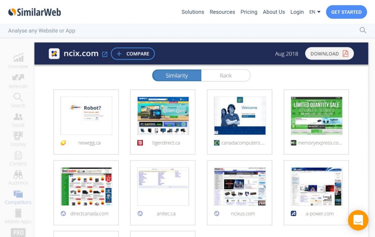 SimilarWeb competitive research 