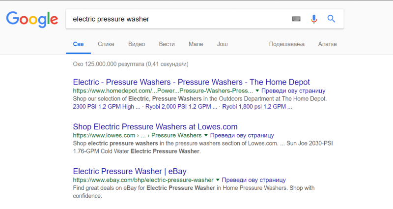 Screenshot of Google SERP for the term 