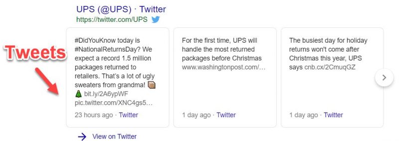 Twitter cards in branded search results 