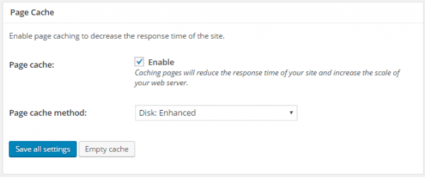 Enable page caching in WordPress 