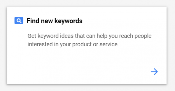 Screenshot of how to find new keywords with Keyword Planner