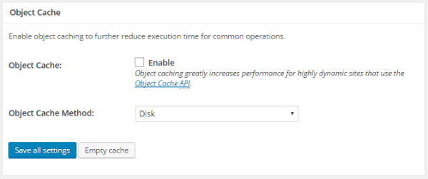 Enable object caching in WordPress 