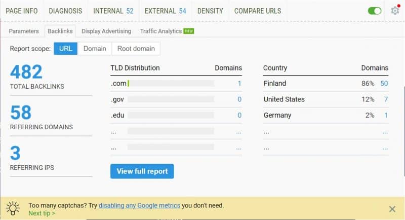 Site authority analysis using SEO Quake 