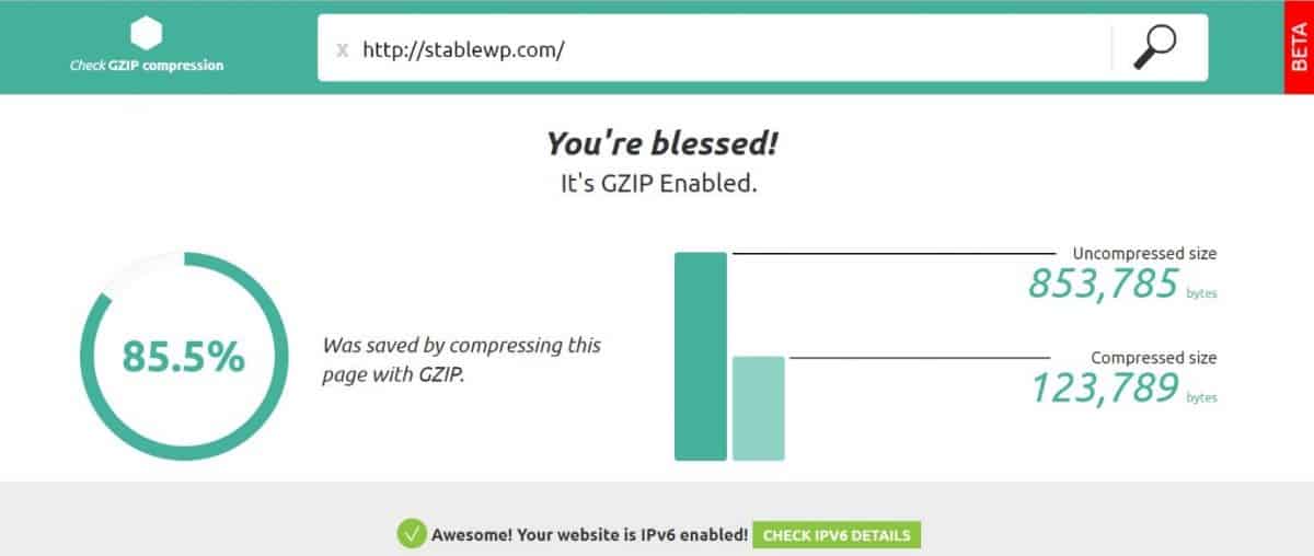 GZIP compression checkup 