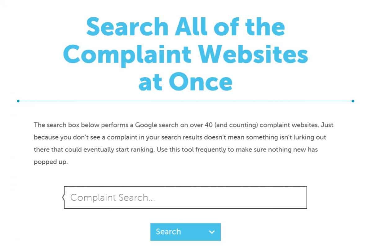 GoFish Digital complaint search box