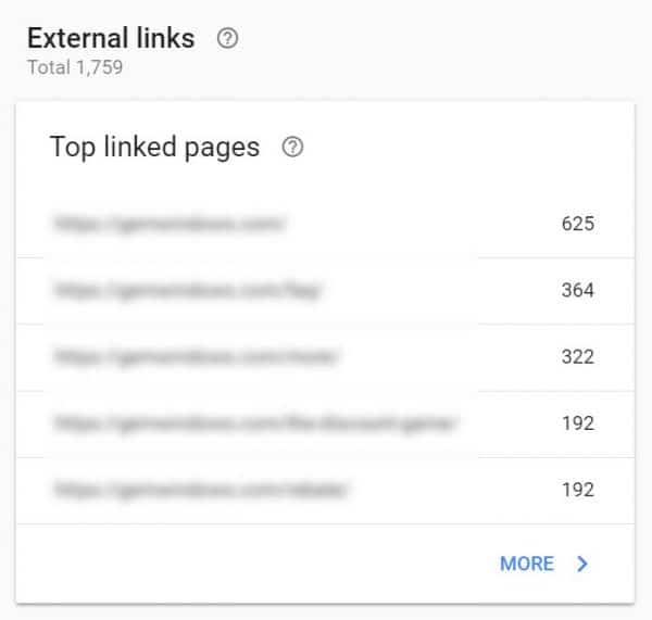 Screenshot on how to Check which pages have the most external links in GSC