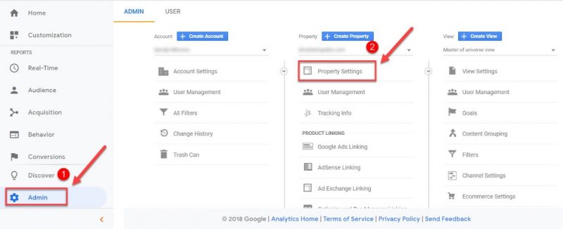 Screenshot of how to integrate GSC with Google Analytics