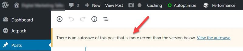 Autosave feature in WordPress