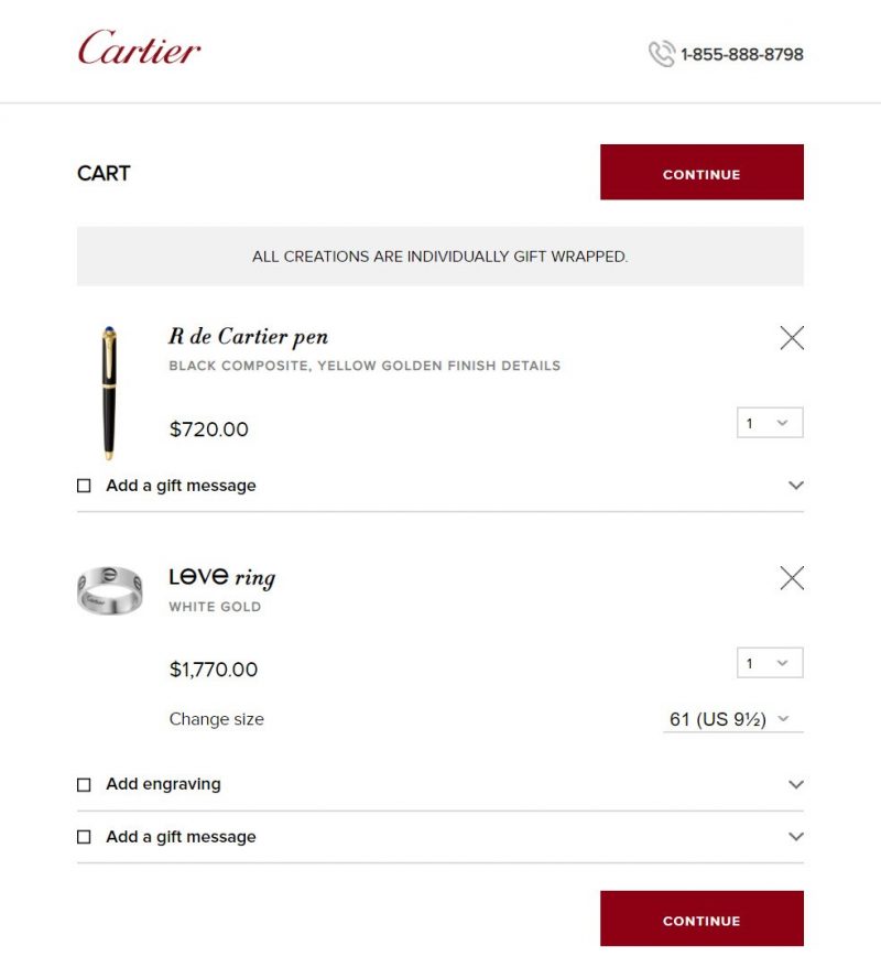 Screenshot of an e-commerce site having a clear and easy to understand cart with all the relevant details displayed