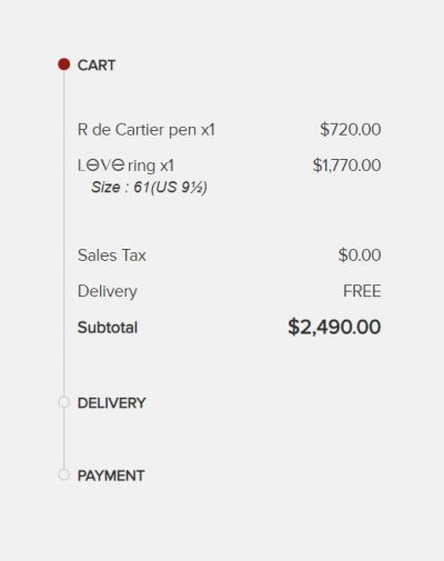 Screenshot of a checkout process displaying total costs to provide all the necessary details to shoppers