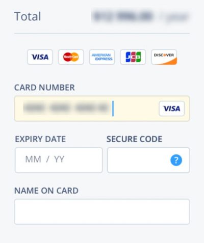 Screenshot of a well designed payment for on an e-commerce checkout page with as few form fields as possible