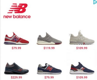 Screenshot of a New Balance retargeting ad with specific products and pricing