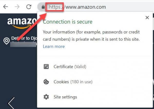 Screenshot of the https security seal in the URL