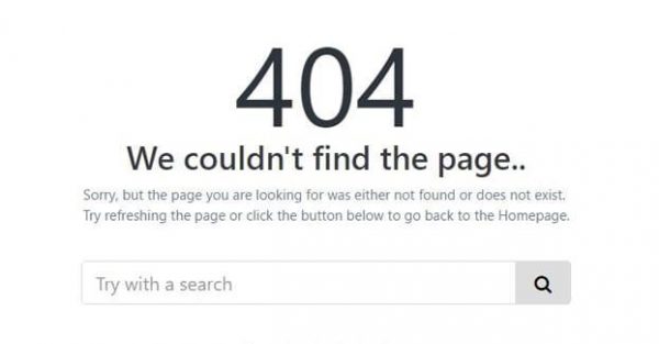 Screenshot of a 404 page