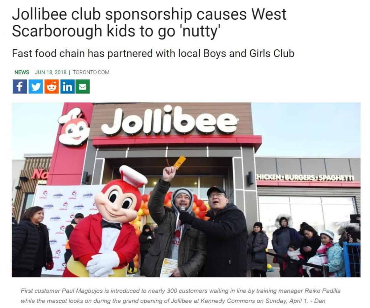 Screenshot of a news article covering a local business