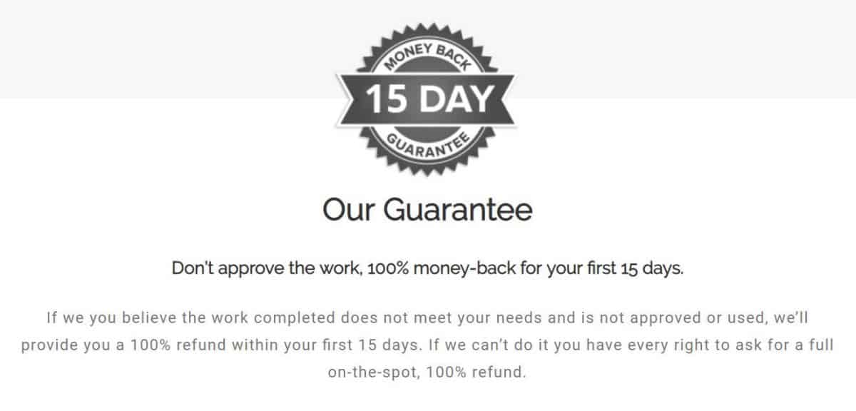 A money back guarantee badge on a website