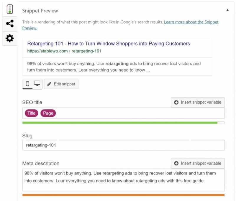 snippet preview in Yoast SEO