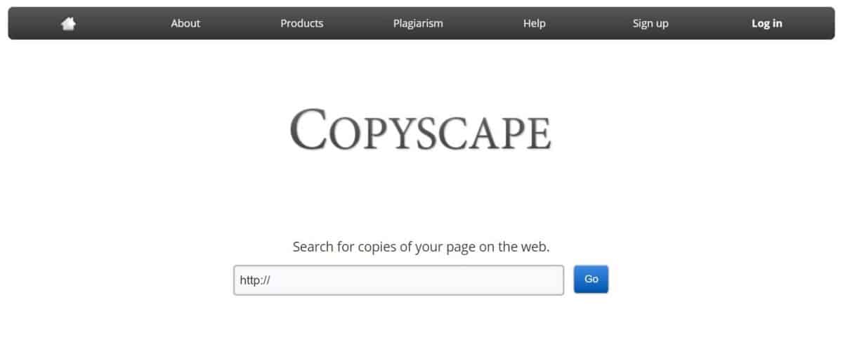 screenshot of Copyscape home page