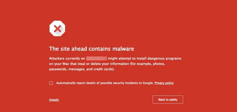 Warning message on Chrome that says 