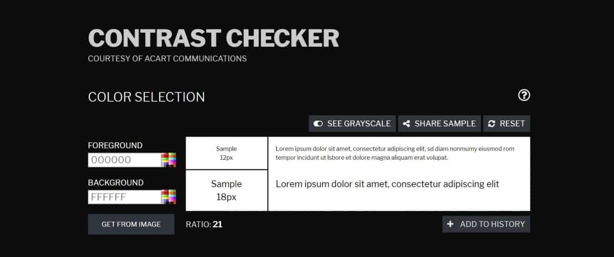 Contrast checker tool