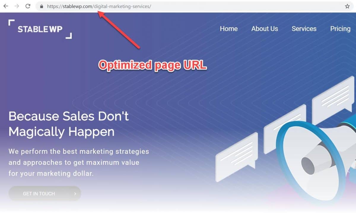 Optimized page URL