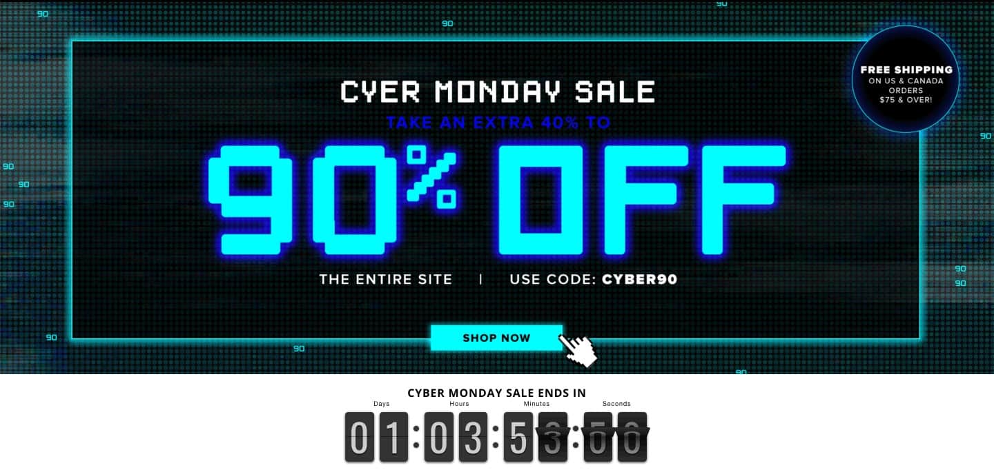 cyber monday sale with countdown timer