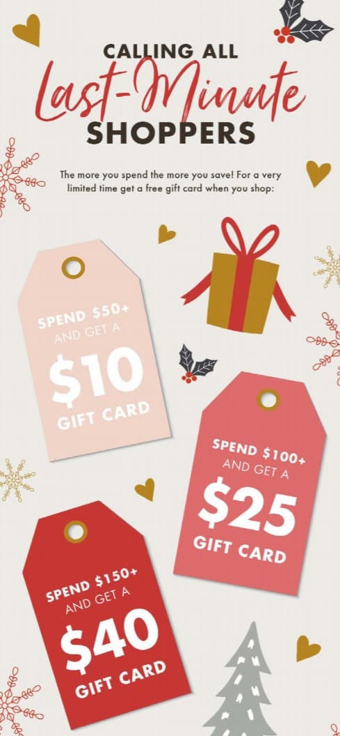 last minute shopper holiday gift cards