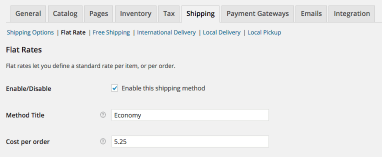 flat rate shipping on woocommerce