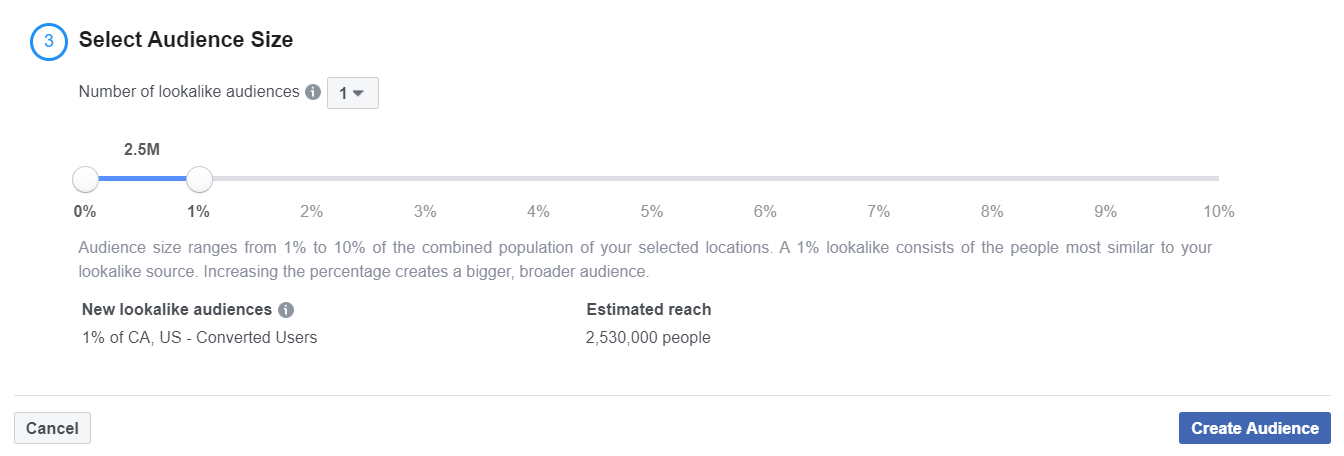 facebook audience size match 