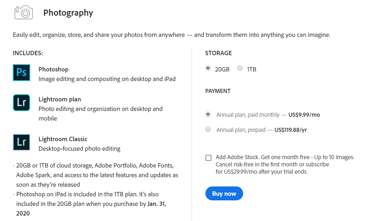 Adobe Photoshop subscription offer