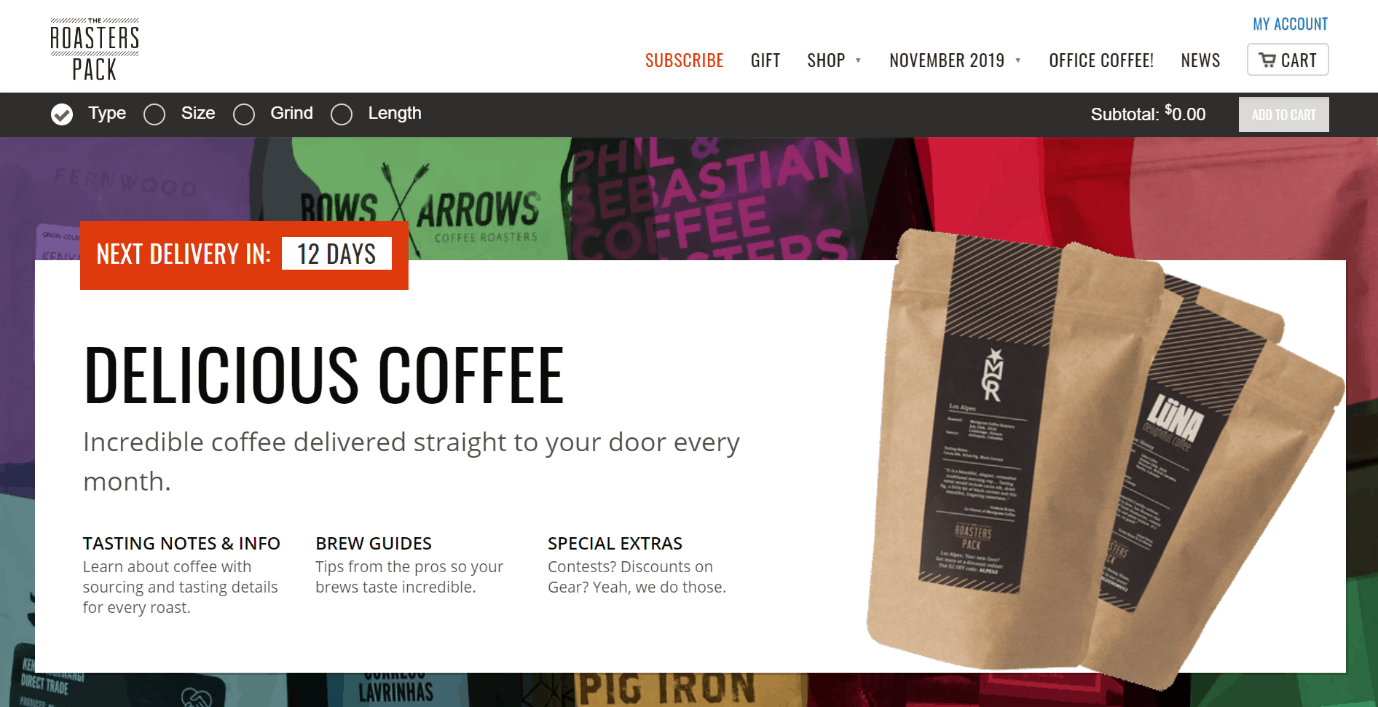 Coffee e-commerce subscription model 