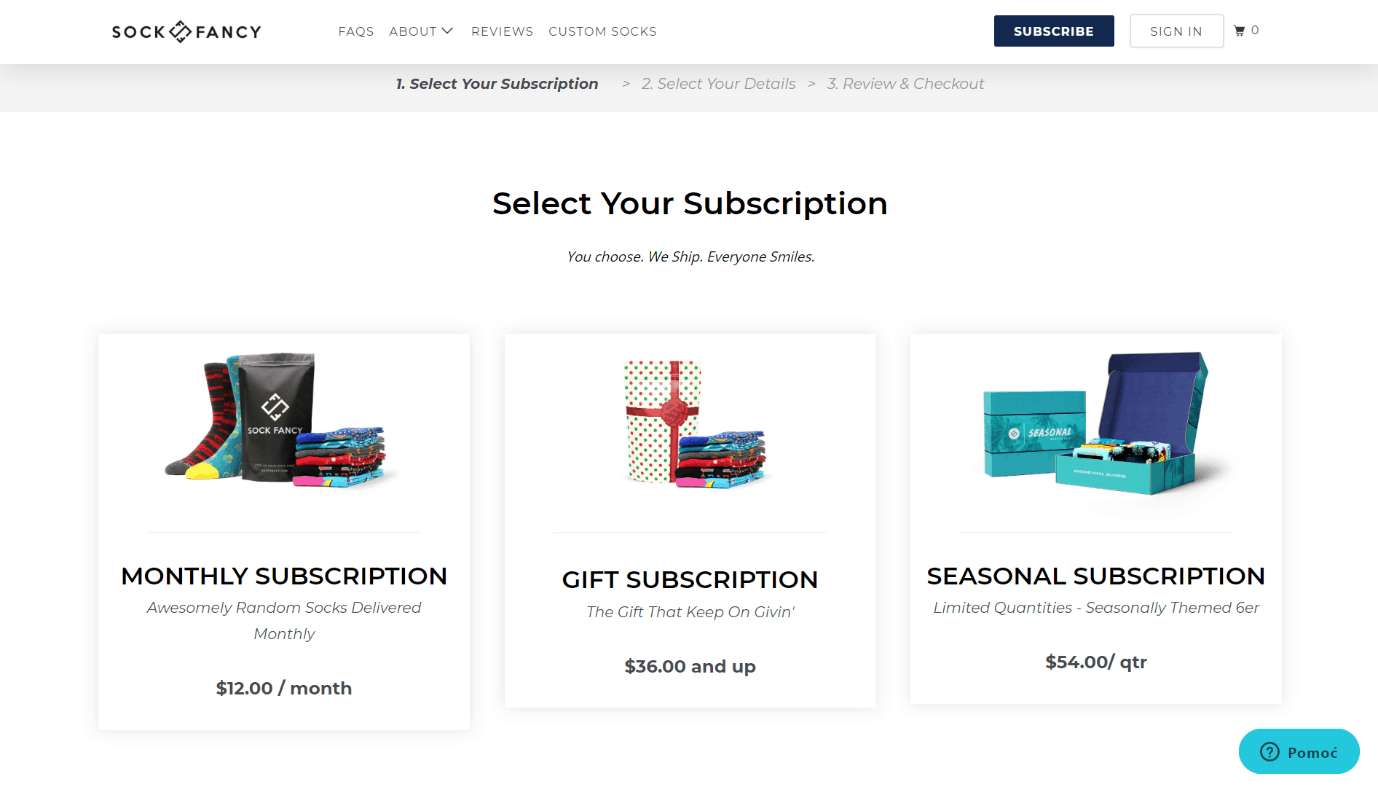 sock e-commerce subscription model