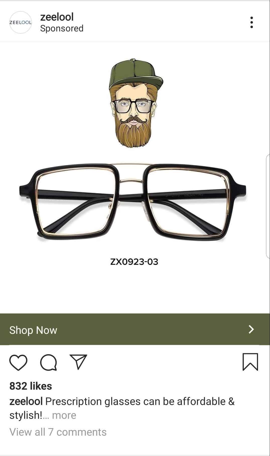 prescription glasses instagram ad