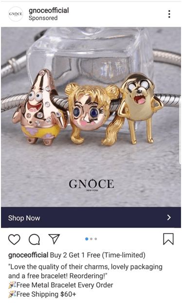 gnoce jewelry instagram ad