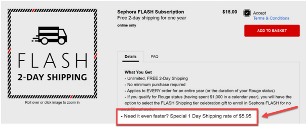 sephora 2-day shipping membership terms