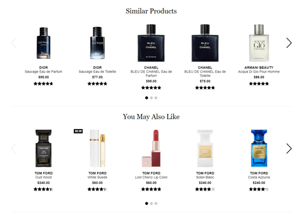 similar products on sephora product page