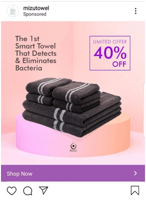 instagram ad promoting a 40% discount