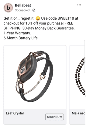 facebook carousel ads that promote a discount 