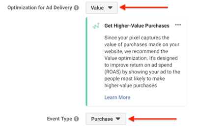 facebook ad delivery optimization based on CLV