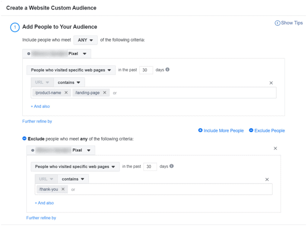 including and excluding users from facebook custom audience to move users along the facebook ads funnel