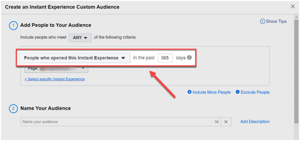 create facebook audience based on people that opened a collection ad on facebook