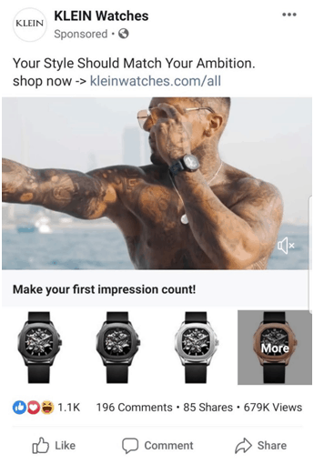 collection ad on facebook