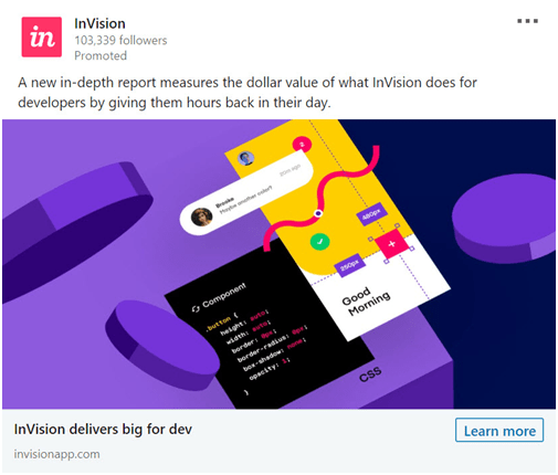 invision linkedin ad promoting a free report 