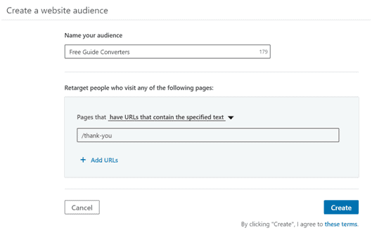 linkedin retargeting based on website conversions